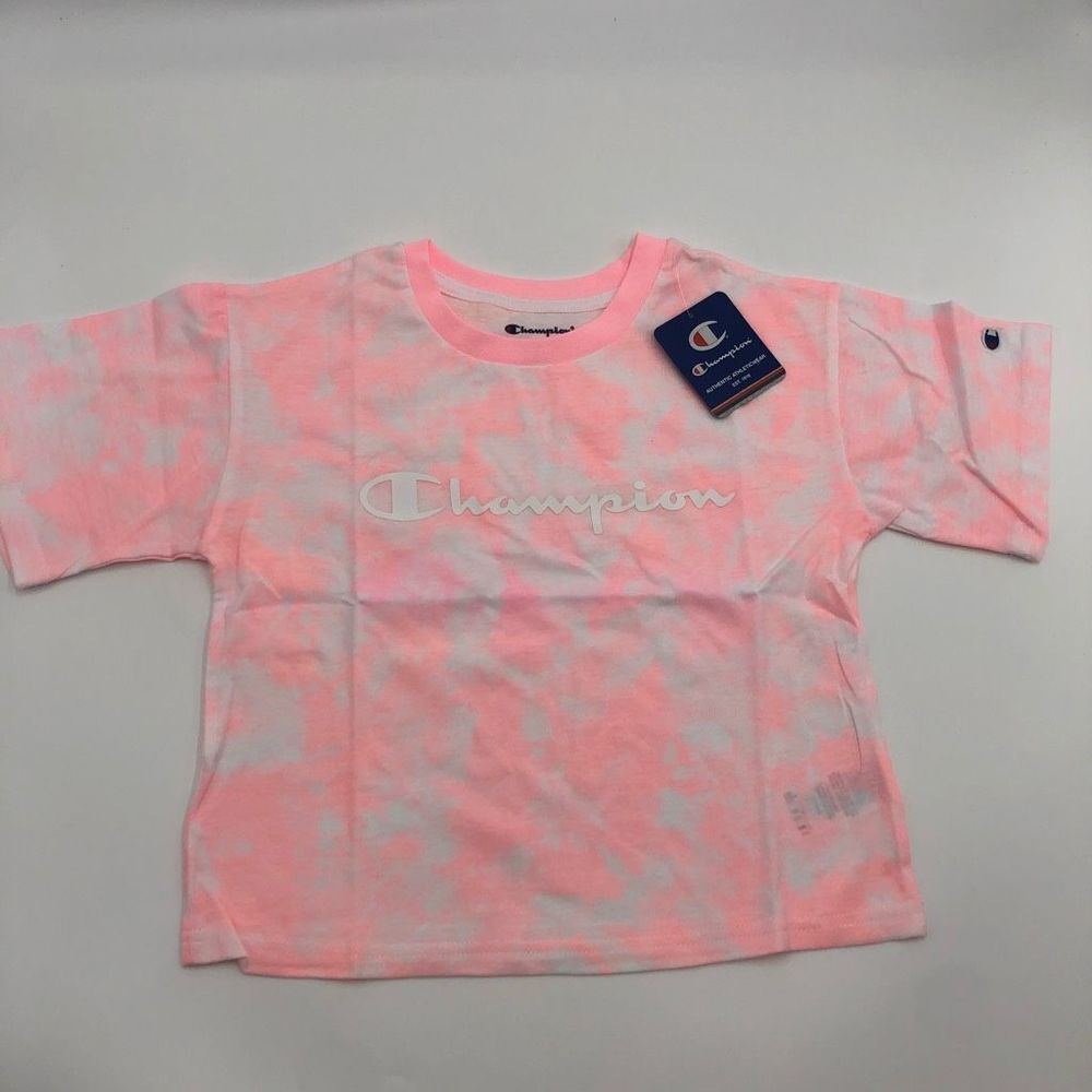 Brand New Authentic Champion Pink Candy Tye Dye Boxy Tee For Girls Size Small